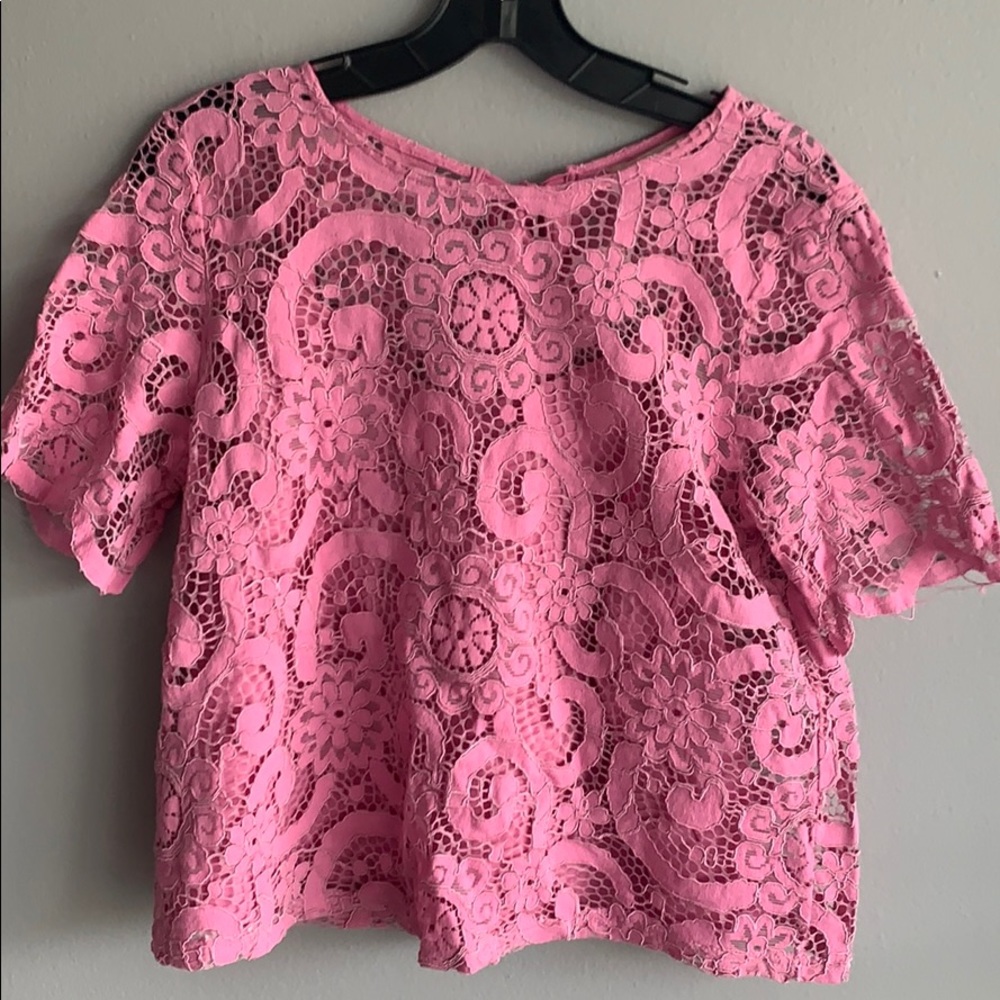 Nanette Lepore Purple/Pink lace tie back top